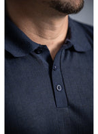 Camisa Polo Tricot Texturizada Botão Marinho - Kaynan